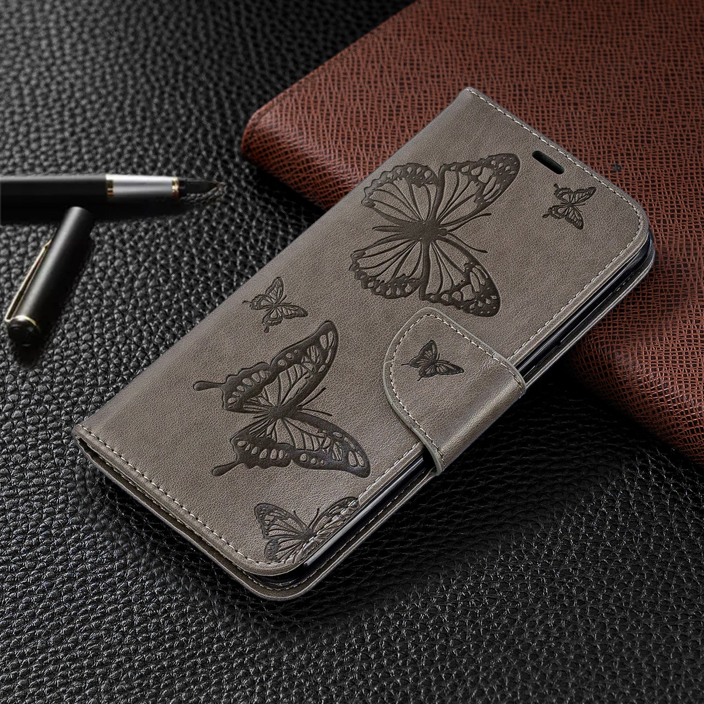 Imprint Butterfly Leather Wallet Case for Samsung Galaxy A10/M10