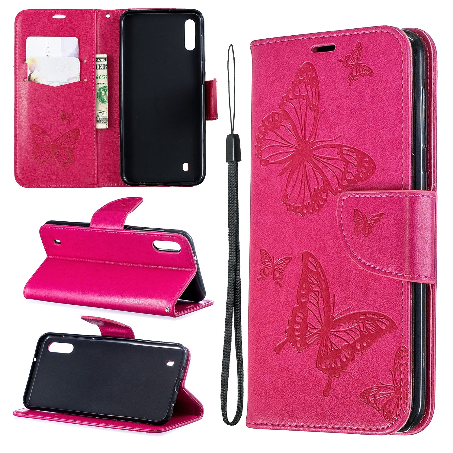 Imprint Butterfly Leather Wallet Case for Samsung Galaxy A10/M10