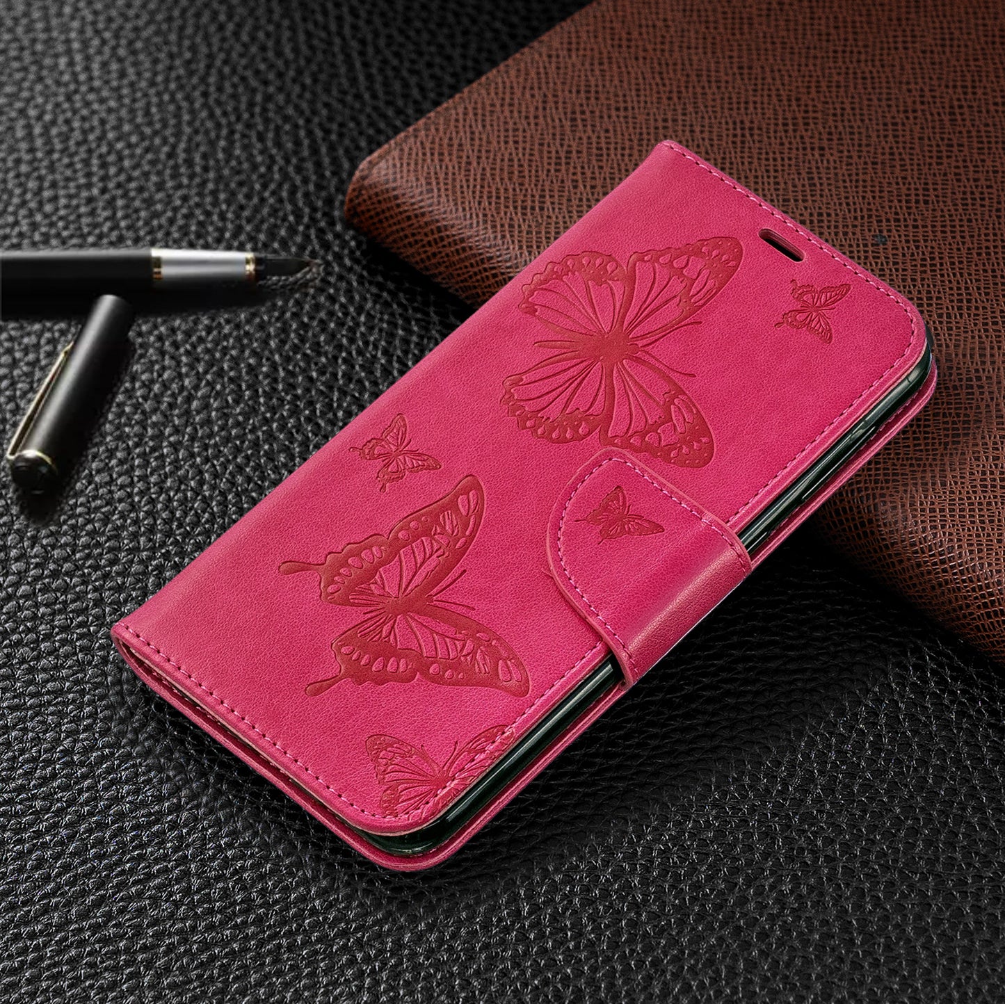 Imprint Butterfly Leather Wallet Case for Samsung Galaxy A10/M10