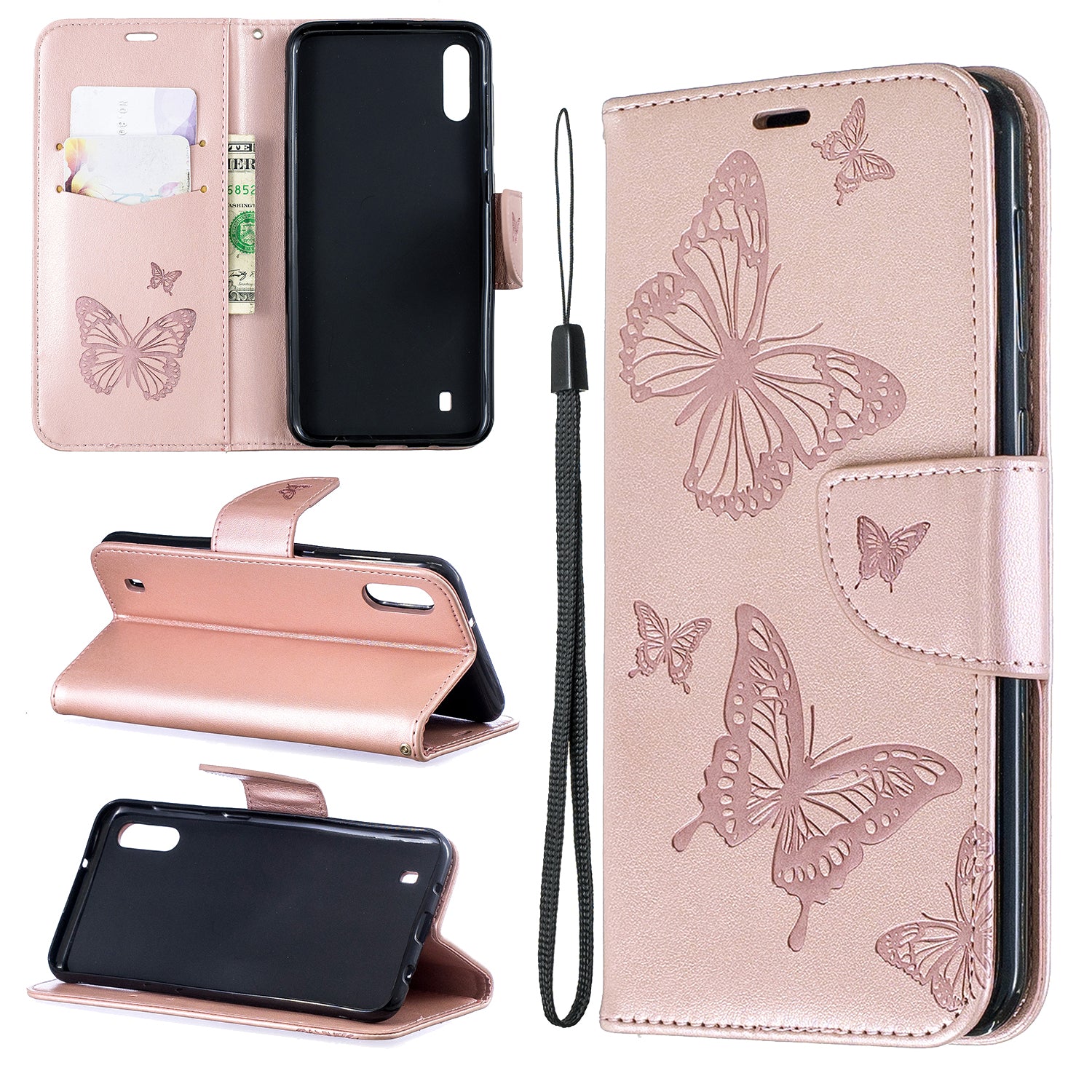 Imprint Butterfly Leather Wallet Case for Samsung Galaxy A10/M10