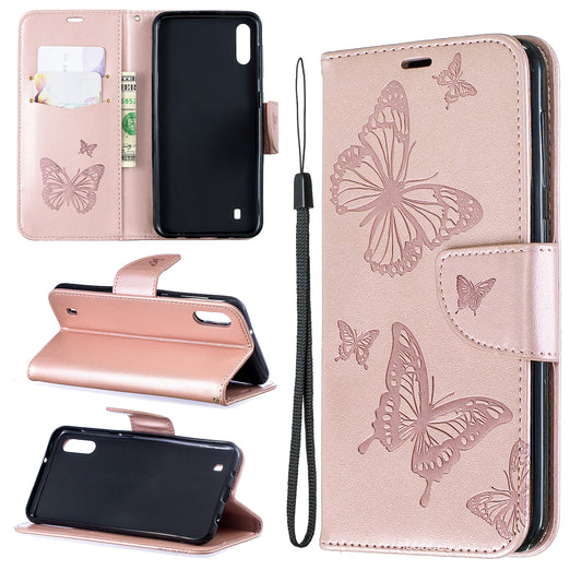 Imprint Butterfly Leather Wallet Case for Samsung Galaxy A10/M10