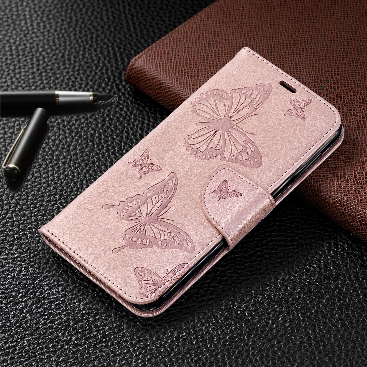 Imprint Butterfly Leather Wallet Case for Samsung Galaxy A10/M10
