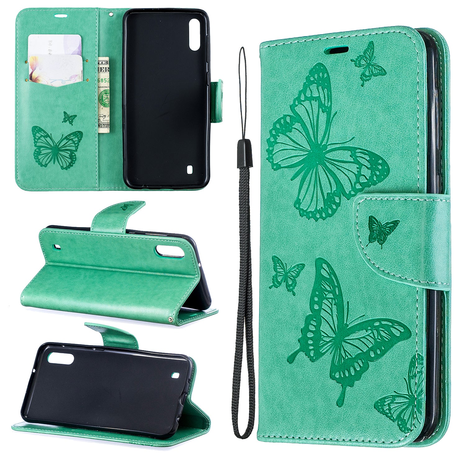 Imprint Butterfly Leather Wallet Case for Samsung Galaxy A10/M10