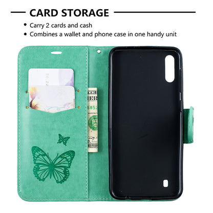 Imprint Butterfly Leather Wallet Case for Samsung Galaxy A10/M10