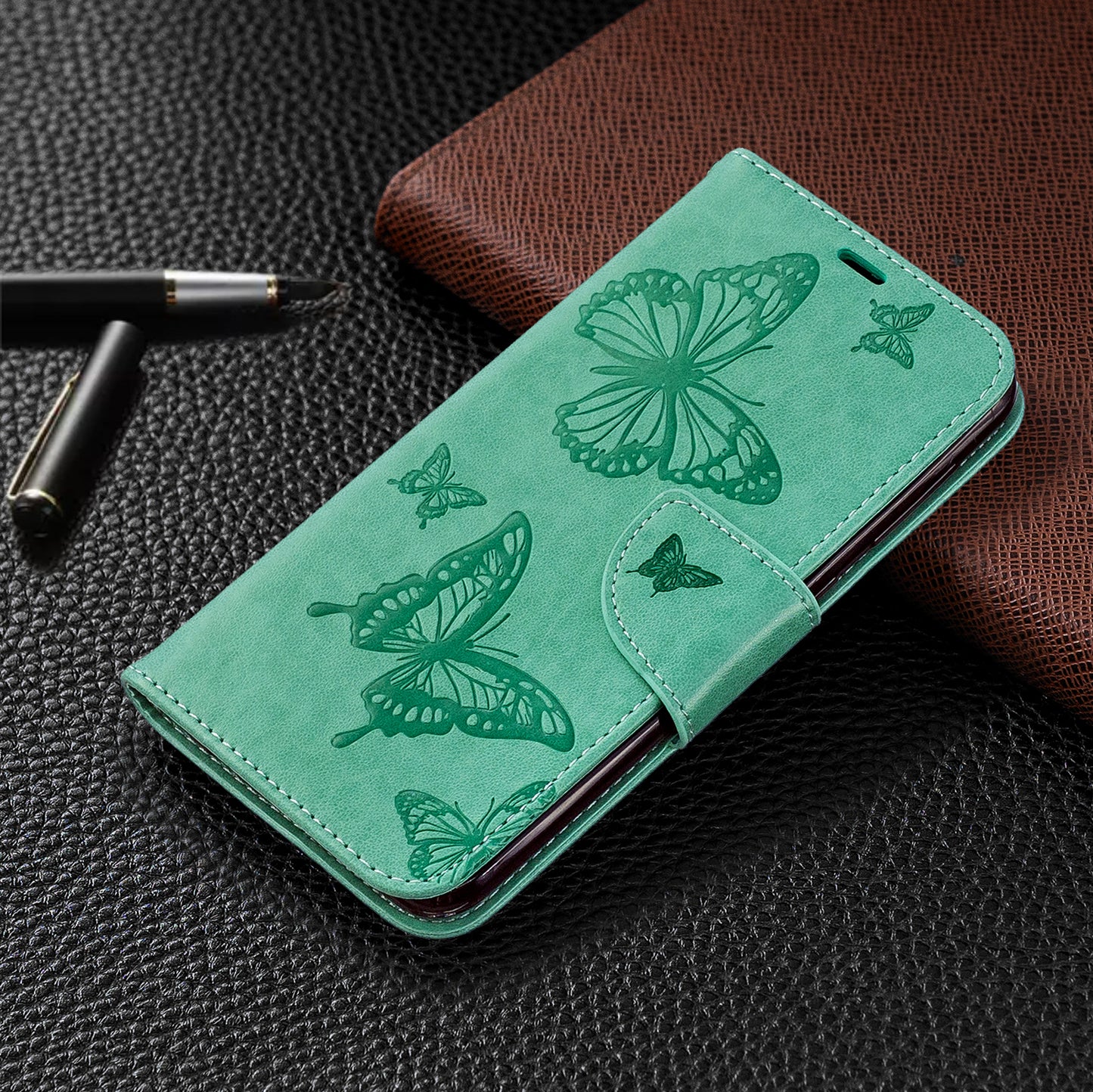 Imprint Butterfly Leather Wallet Case for Samsung Galaxy A10/M10