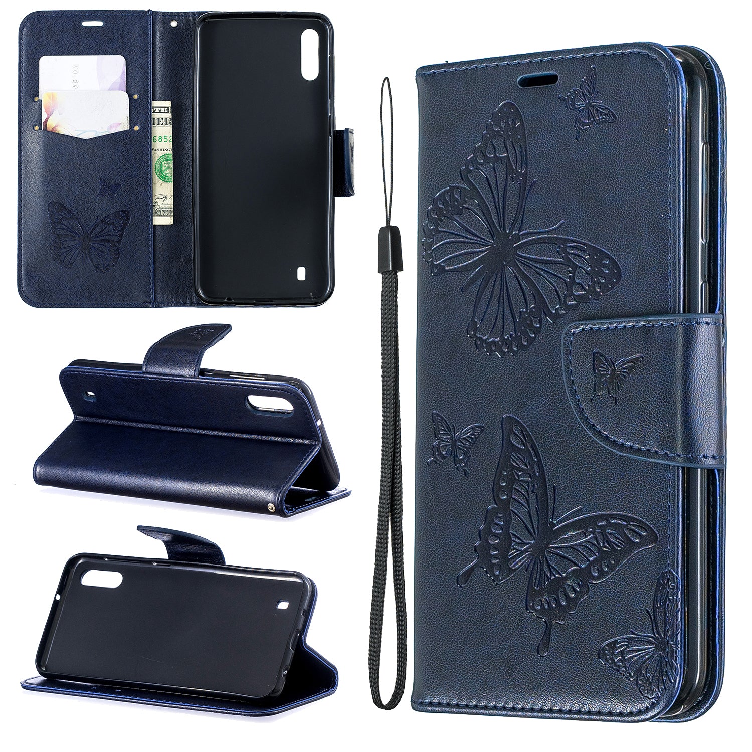 Imprint Butterfly Leather Wallet Case for Samsung Galaxy A10/M10