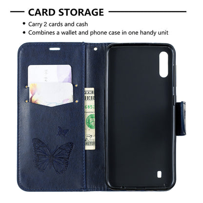Imprint Butterfly Leather Wallet Case for Samsung Galaxy A10/M10