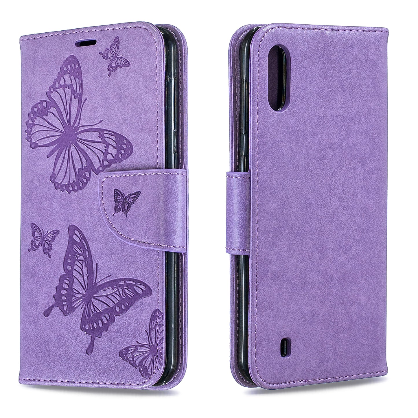 Imprint Butterfly Leather Wallet Case for Samsung Galaxy A10/M10