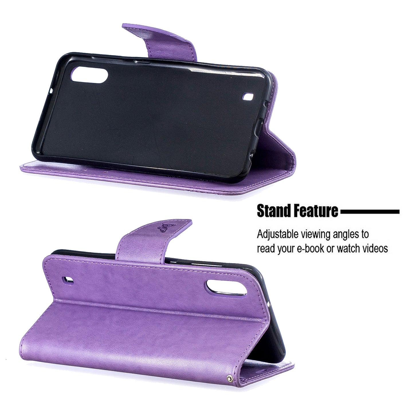 Imprint Butterfly Leather Wallet Case for Samsung Galaxy A10/M10