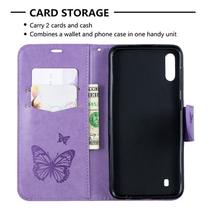 Imprint Butterfly Leather Wallet Case for Samsung Galaxy A10/M10