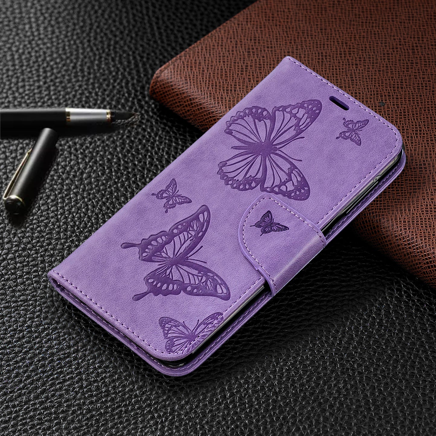Imprint Butterfly Leather Wallet Case for Samsung Galaxy A10/M10