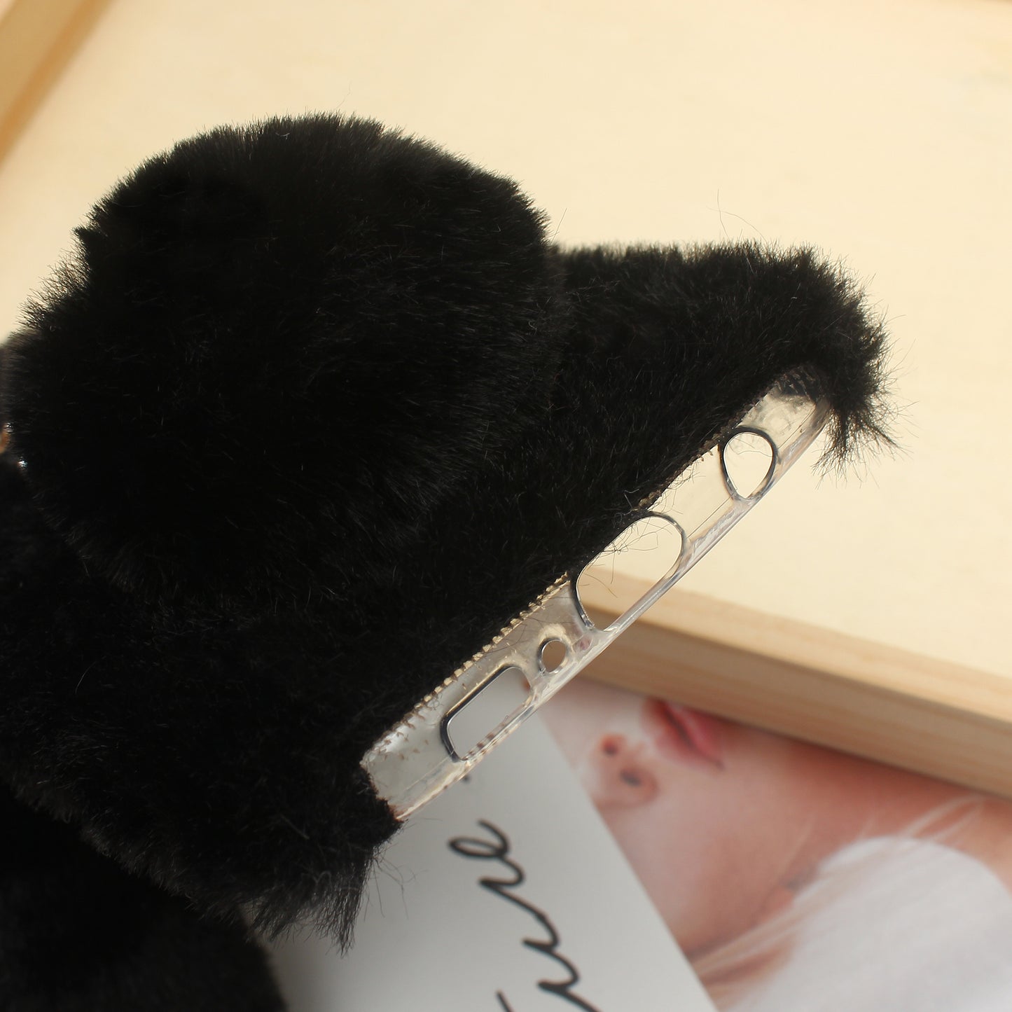 Rabbit Shape Fluffy Fur Coated Rhinestone TPU Case for Samsung Galaxy S10 Plus