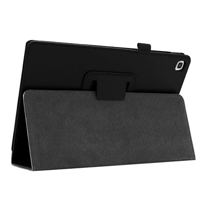 Litchi Texture Leather Case for Samsung Galaxy Tab A 10.1 (2019) Scratch Resistant Dual-fold Stand Flip Tablet Cover with Elastic Strap