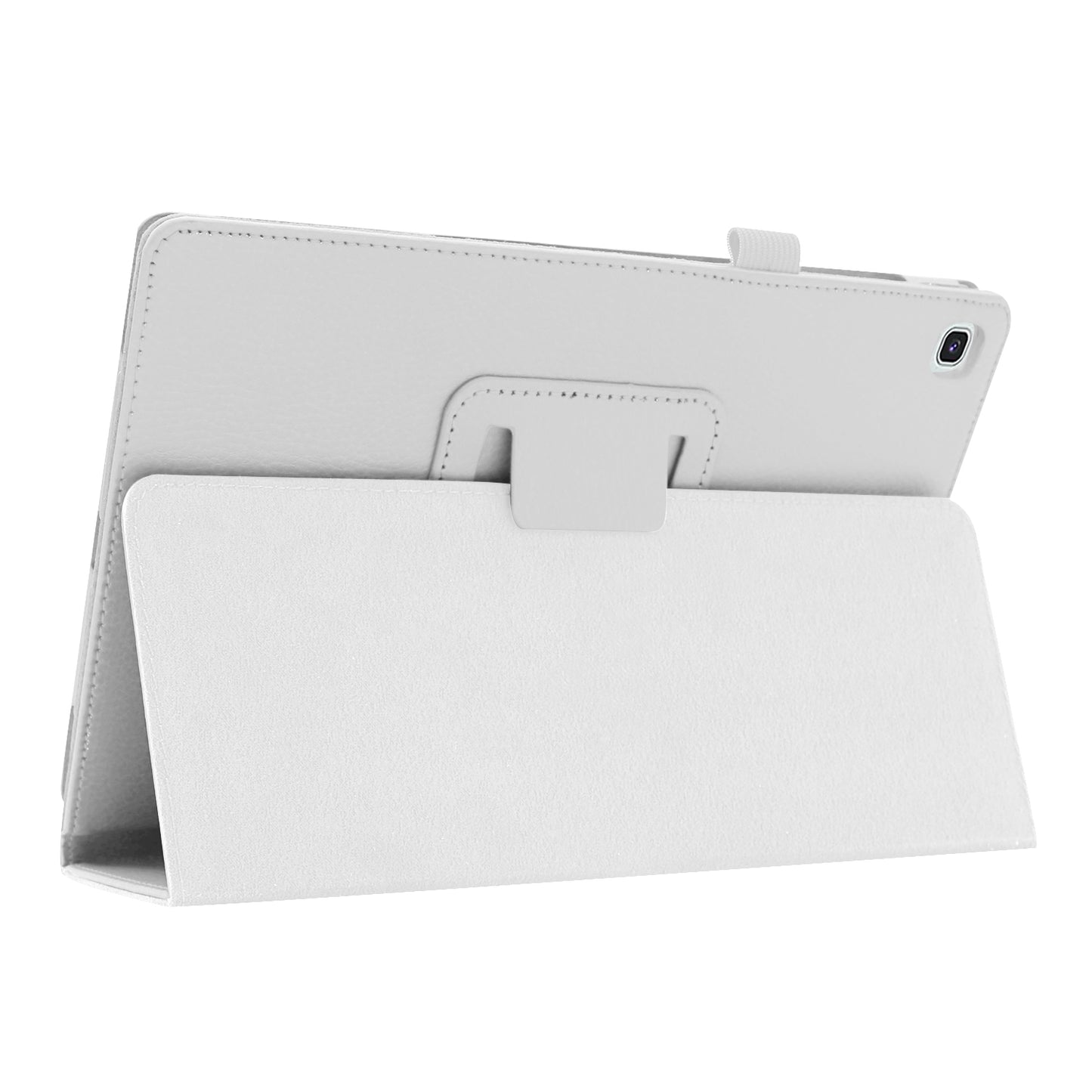 Litchi Texture Leather Case for Samsung Galaxy Tab A 10.1 (2019) Scratch Resistant Dual-fold Stand Flip Tablet Cover with Elastic Strap