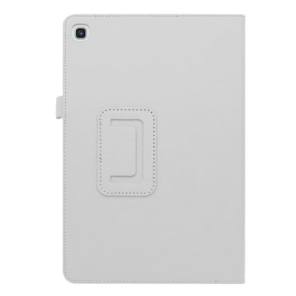 Litchi Texture Leather Case for Samsung Galaxy Tab A 10.1 (2019) Scratch Resistant Dual-fold Stand Flip Tablet Cover with Elastic Strap