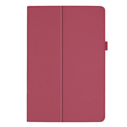 Litchi Texture Leather Case for Samsung Galaxy Tab A 10.1 (2019) Scratch Resistant Dual-fold Stand Flip Tablet Cover with Elastic Strap