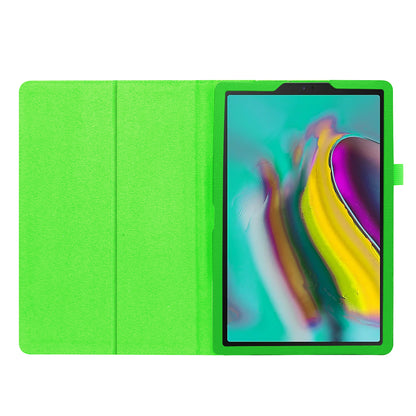 Litchi Texture Leather Case for Samsung Galaxy Tab A 10.1 (2019) Scratch Resistant Dual-fold Stand Flip Tablet Cover with Elastic Strap