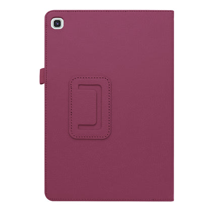 Litchi Texture Leather Case for Samsung Galaxy Tab A 10.1 (2019) Scratch Resistant Dual-fold Stand Flip Tablet Cover with Elastic Strap