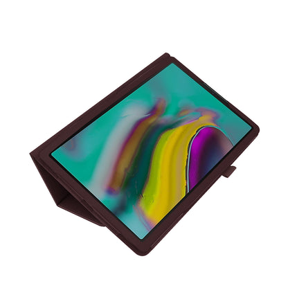 Litchi Texture Leather Case for Samsung Galaxy Tab A 10.1 (2019) Scratch Resistant Dual-fold Stand Flip Tablet Cover with Elastic Strap
