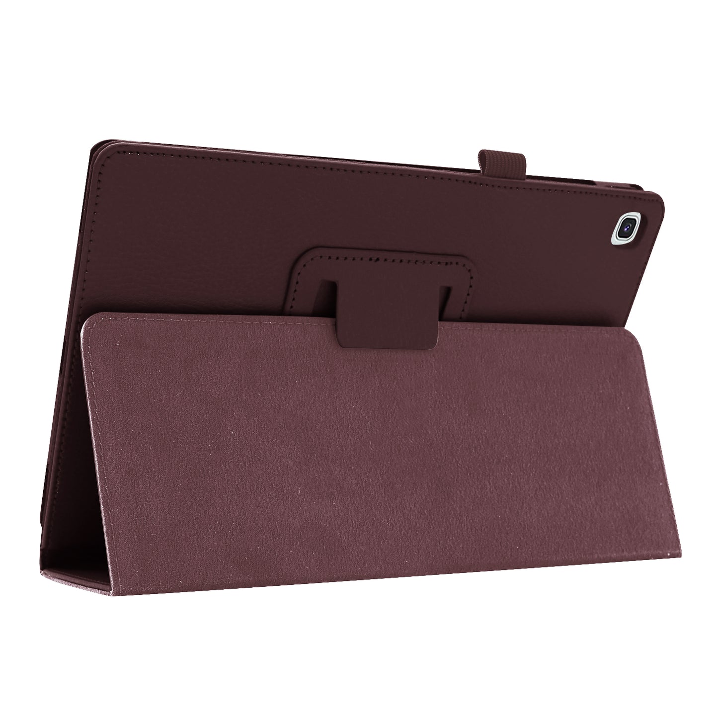 Litchi Texture Leather Case for Samsung Galaxy Tab A 10.1 (2019) Scratch Resistant Dual-fold Stand Flip Tablet Cover with Elastic Strap