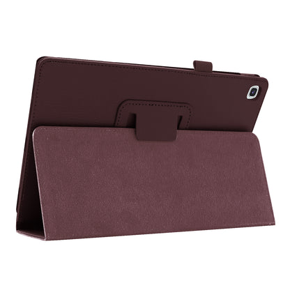 Litchi Texture Leather Case for Samsung Galaxy Tab A 10.1 (2019) Scratch Resistant Dual-fold Stand Flip Tablet Cover with Elastic Strap