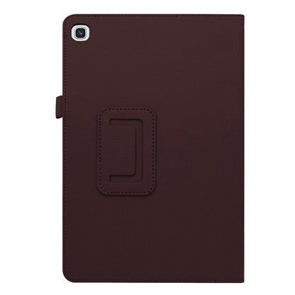 Litchi Texture Leather Case for Samsung Galaxy Tab A 10.1 (2019) Scratch Resistant Dual-fold Stand Flip Tablet Cover with Elastic Strap