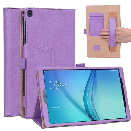 Card Holder Stand PU Leather Tablet Case for Samsung Galaxy Tab A 10.1 (2019) T510/T515 [with Elastic Hand Strap]