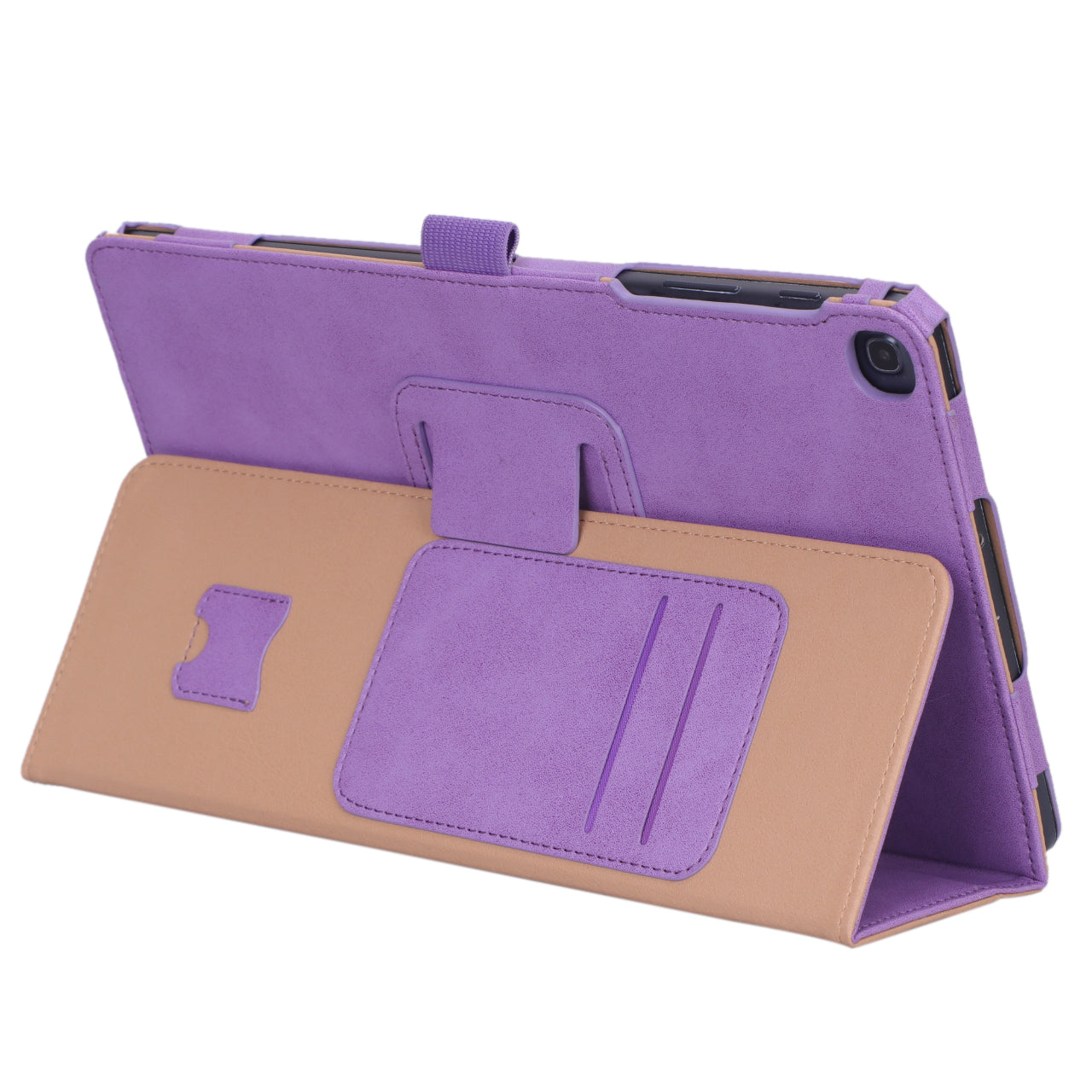Card Holder Stand PU Leather Tablet Case for Samsung Galaxy Tab A 10.1 (2019) T510/T515 [with Elastic Hand Strap]