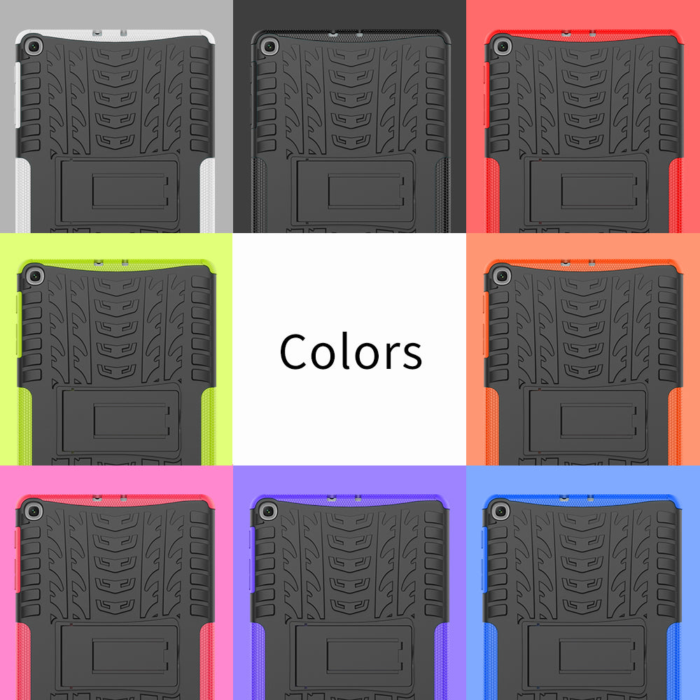 Anti-scratch Tire Pattern Hybrid PC + TPU Kickstand Tablet Cover Protection Case for Samsung Galaxy Tab A 10.1 (2019) T510
