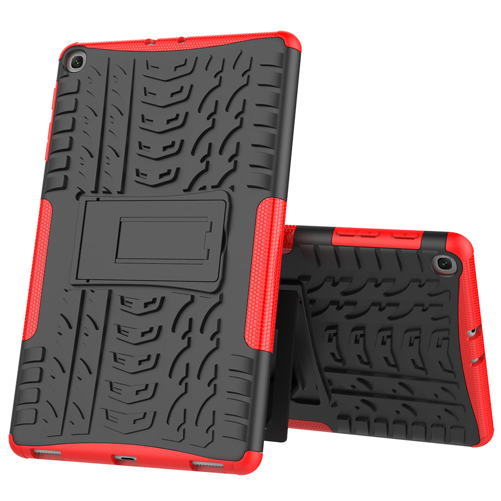 Anti-scratch Tire Pattern Hybrid PC + TPU Kickstand Tablet Cover Protection Case for Samsung Galaxy Tab A 10.1 (2019) T510