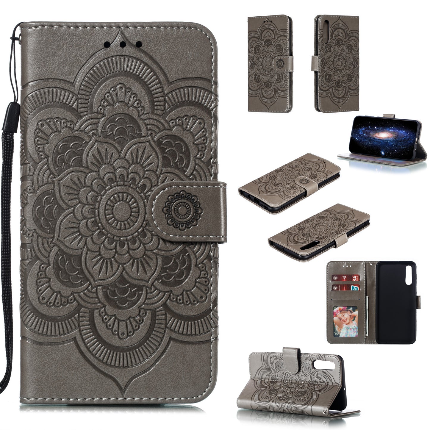 For Samsung Galaxy A50/A50s/A30s  Imprint Mandala Flower Leather Wallet Case Phone Cover
