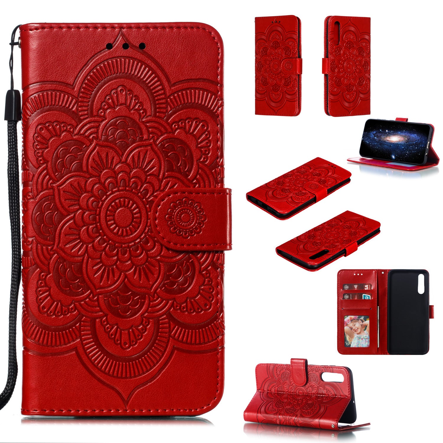 For Samsung Galaxy A50/A50s/A30s  Imprint Mandala Flower Leather Wallet Case Phone Cover