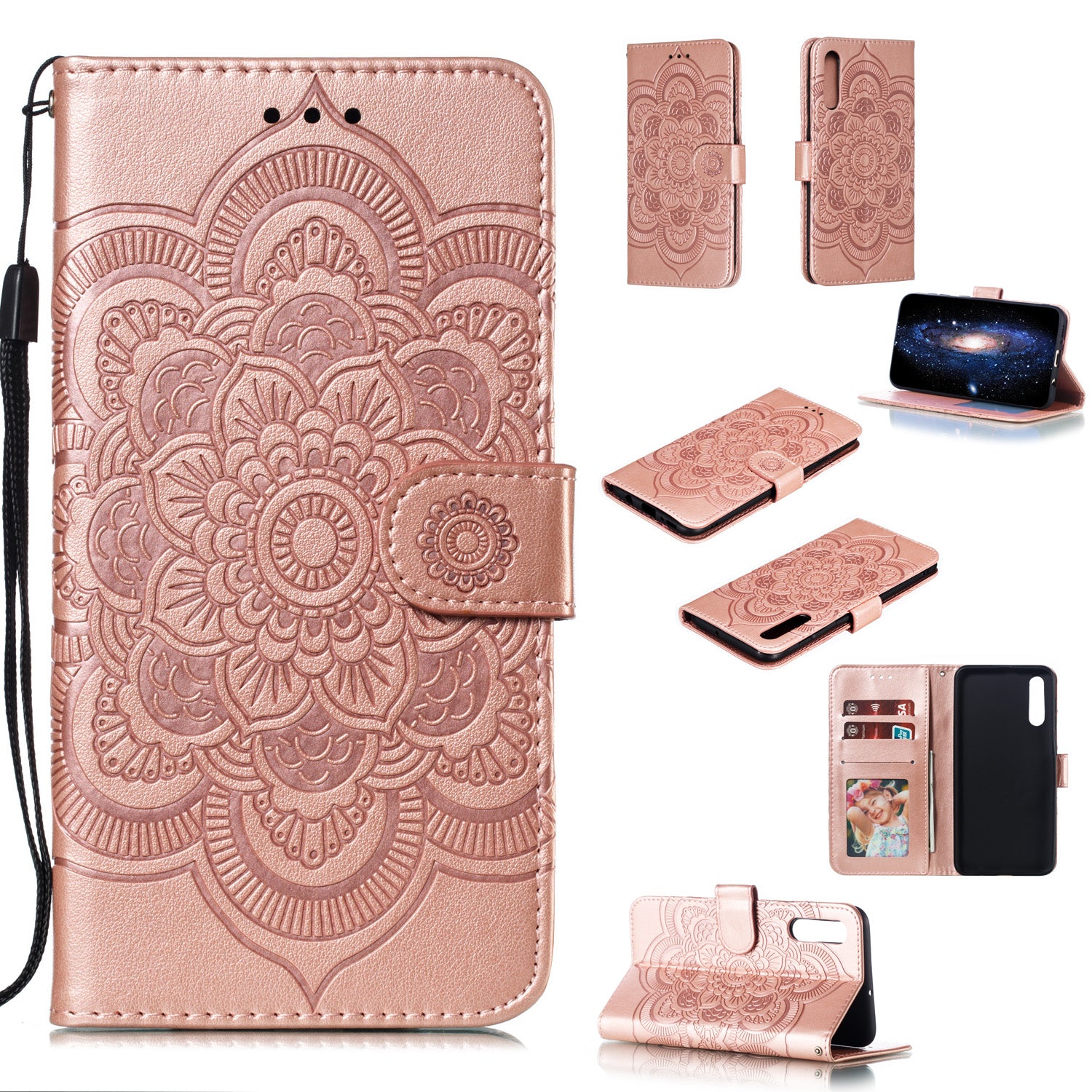 For Samsung Galaxy A50/A50s/A30s  Imprint Mandala Flower Leather Wallet Case Phone Cover