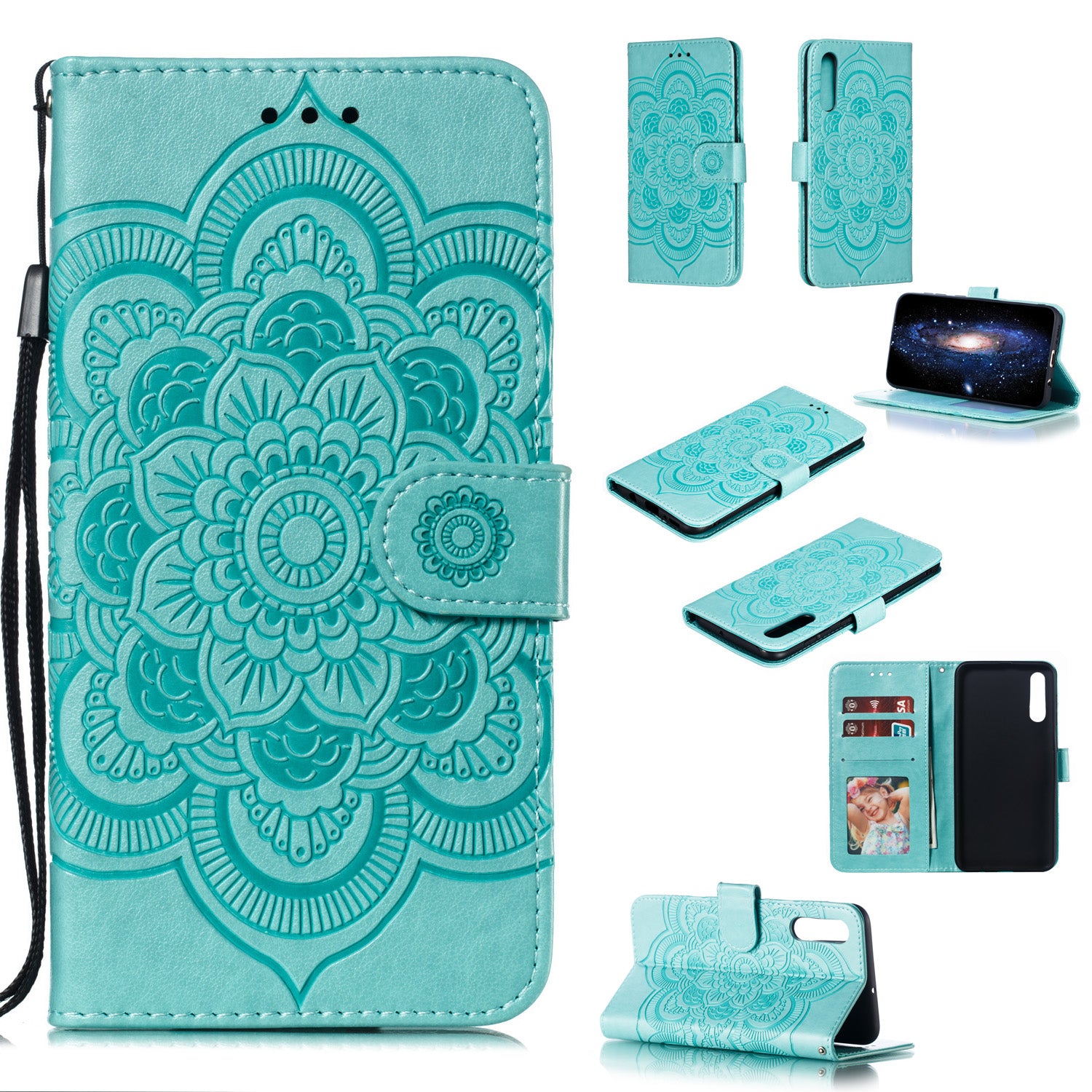 For Samsung Galaxy A50/A50s/A30s  Imprint Mandala Flower Leather Wallet Case Phone Cover