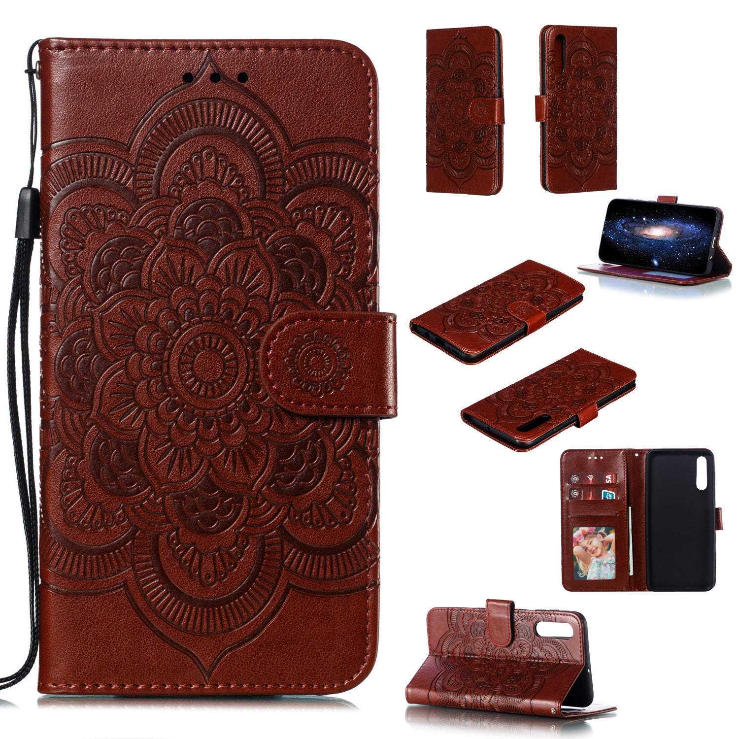 For Samsung Galaxy A50/A50s/A30s  Imprint Mandala Flower Leather Wallet Case Phone Cover