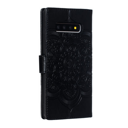 For Samsung Galaxy S10 Plus Imprint Mandala Flower Leather Wallet Case Phone Cover