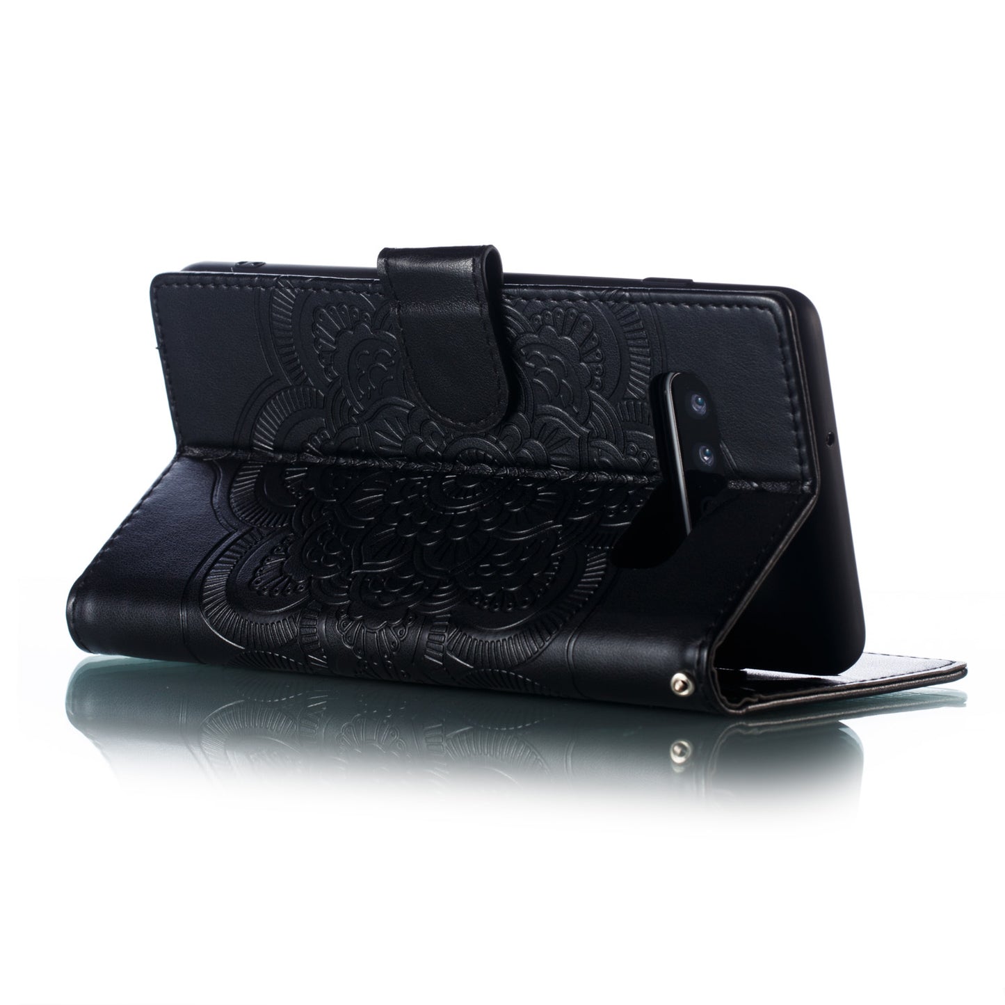 For Samsung Galaxy S10 Plus Imprint Mandala Flower Leather Wallet Case Phone Cover