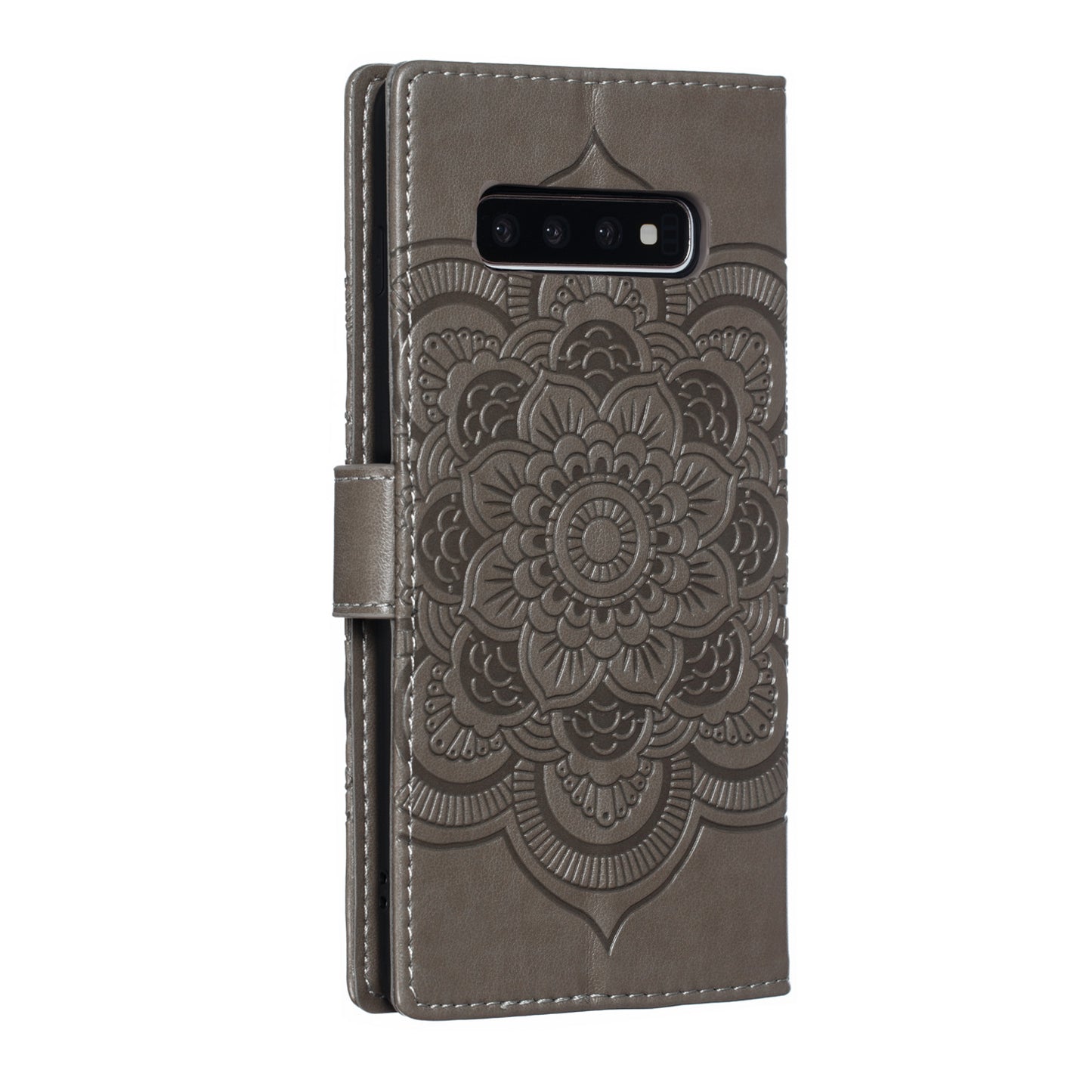 For Samsung Galaxy S10 Plus Imprint Mandala Flower Leather Wallet Case Phone Cover