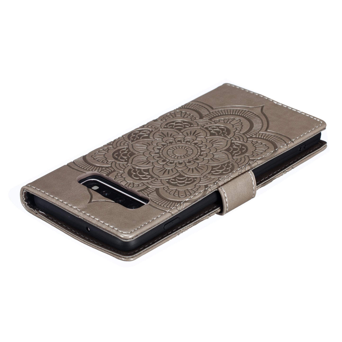 For Samsung Galaxy S10 Plus Imprint Mandala Flower Leather Wallet Case Phone Cover