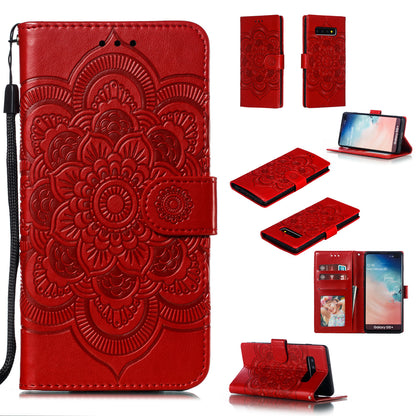 For Samsung Galaxy S10 Plus Imprint Mandala Flower Leather Wallet Case Phone Cover
