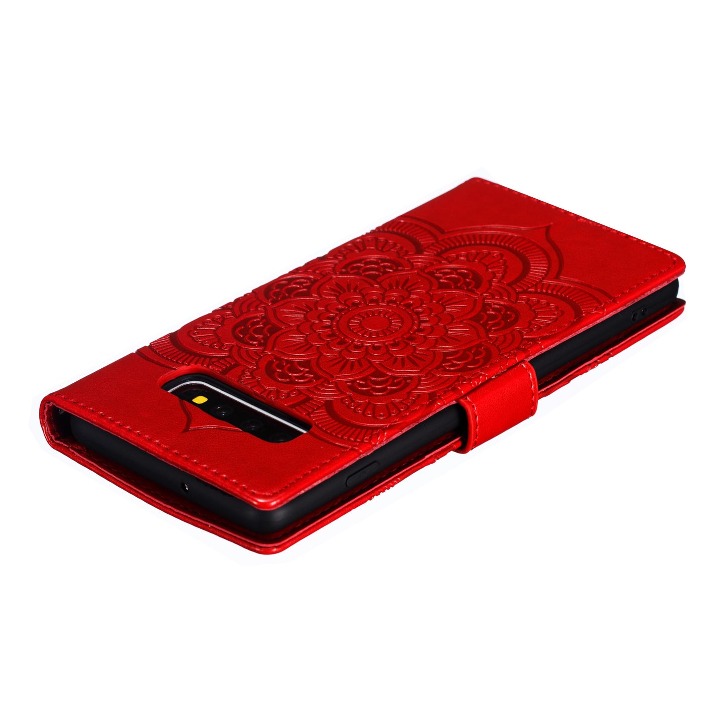 For Samsung Galaxy S10 Plus Imprint Mandala Flower Leather Wallet Case Phone Cover