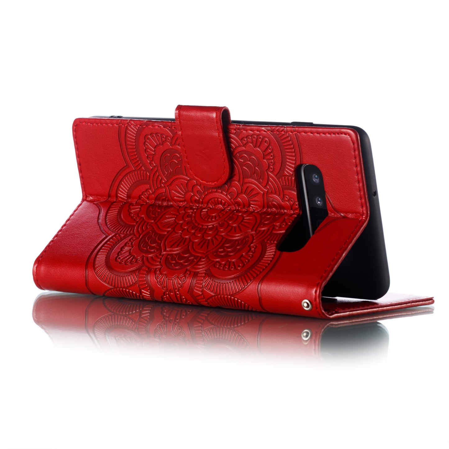 For Samsung Galaxy S10 Plus Imprint Mandala Flower Leather Wallet Case Phone Cover
