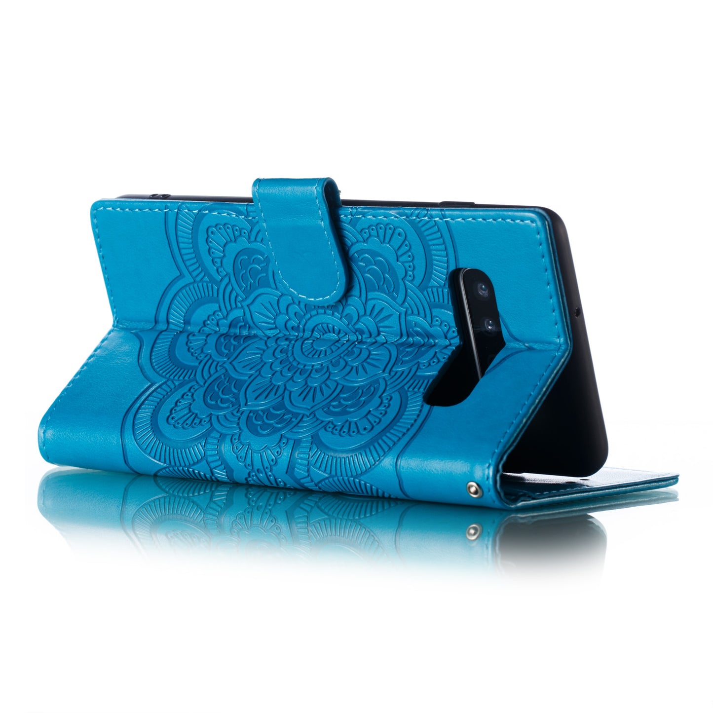 For Samsung Galaxy S10 Plus Imprint Mandala Flower Leather Wallet Case Phone Cover
