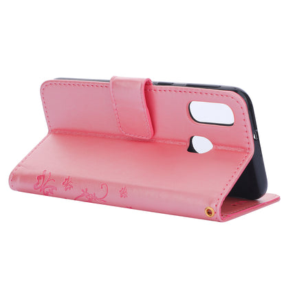 For Samsung Galaxy A40 Imprint Butterfly Flower Leather Wallet Case Cover Phone