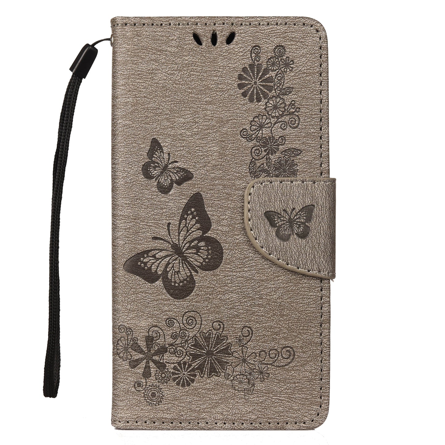 Imprint Butterfly Flower Leather Wallet Cell Phone Case for Samsung Galaxy A40