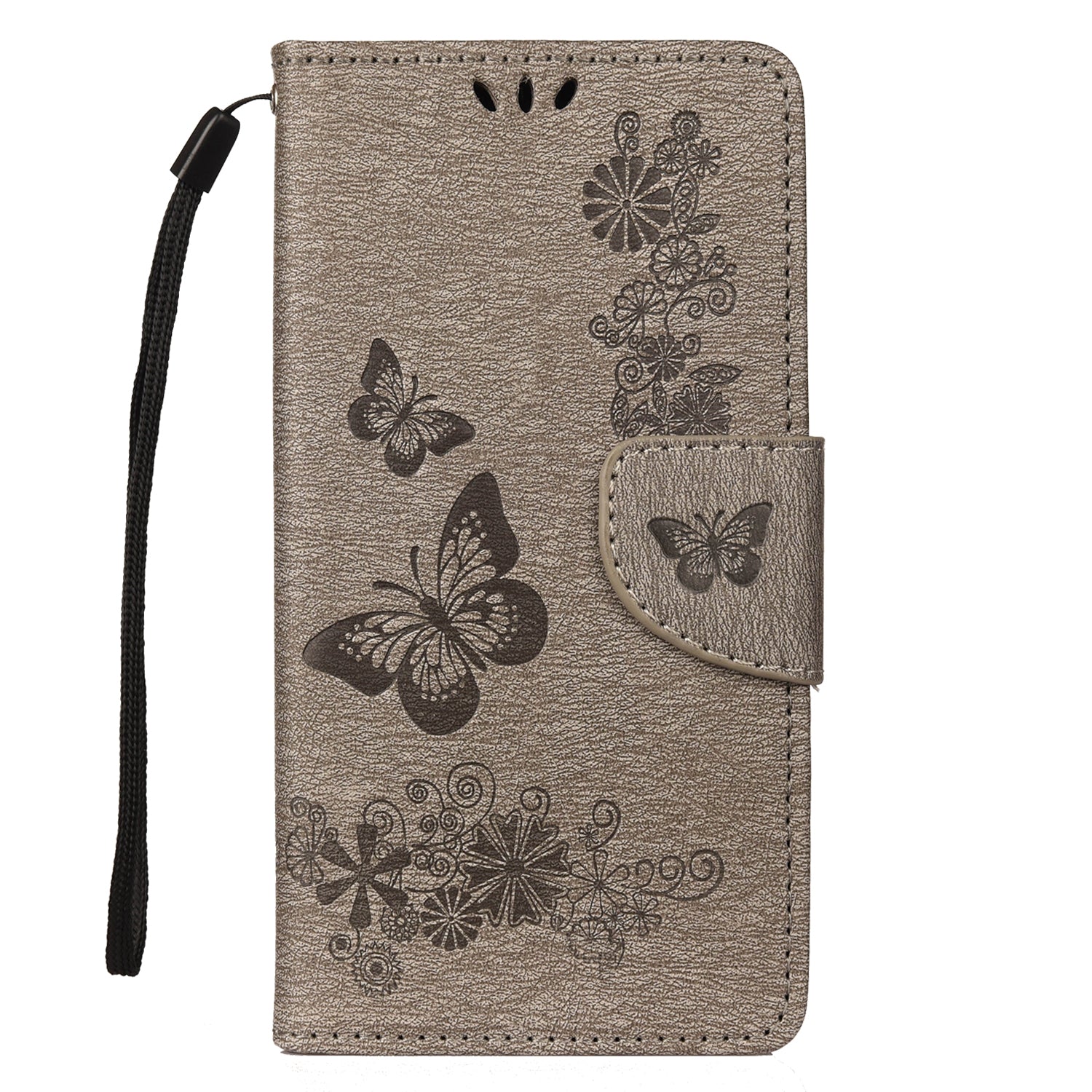 Imprint Butterfly Flower Leather Wallet Cell Phone Case for Samsung Galaxy A40