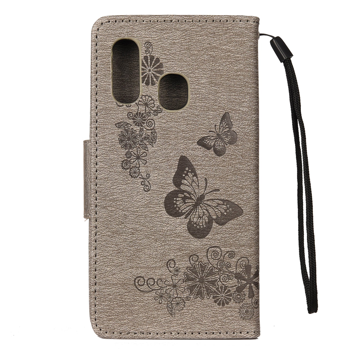 Imprint Butterfly Flower Leather Wallet Cell Phone Case for Samsung Galaxy A40