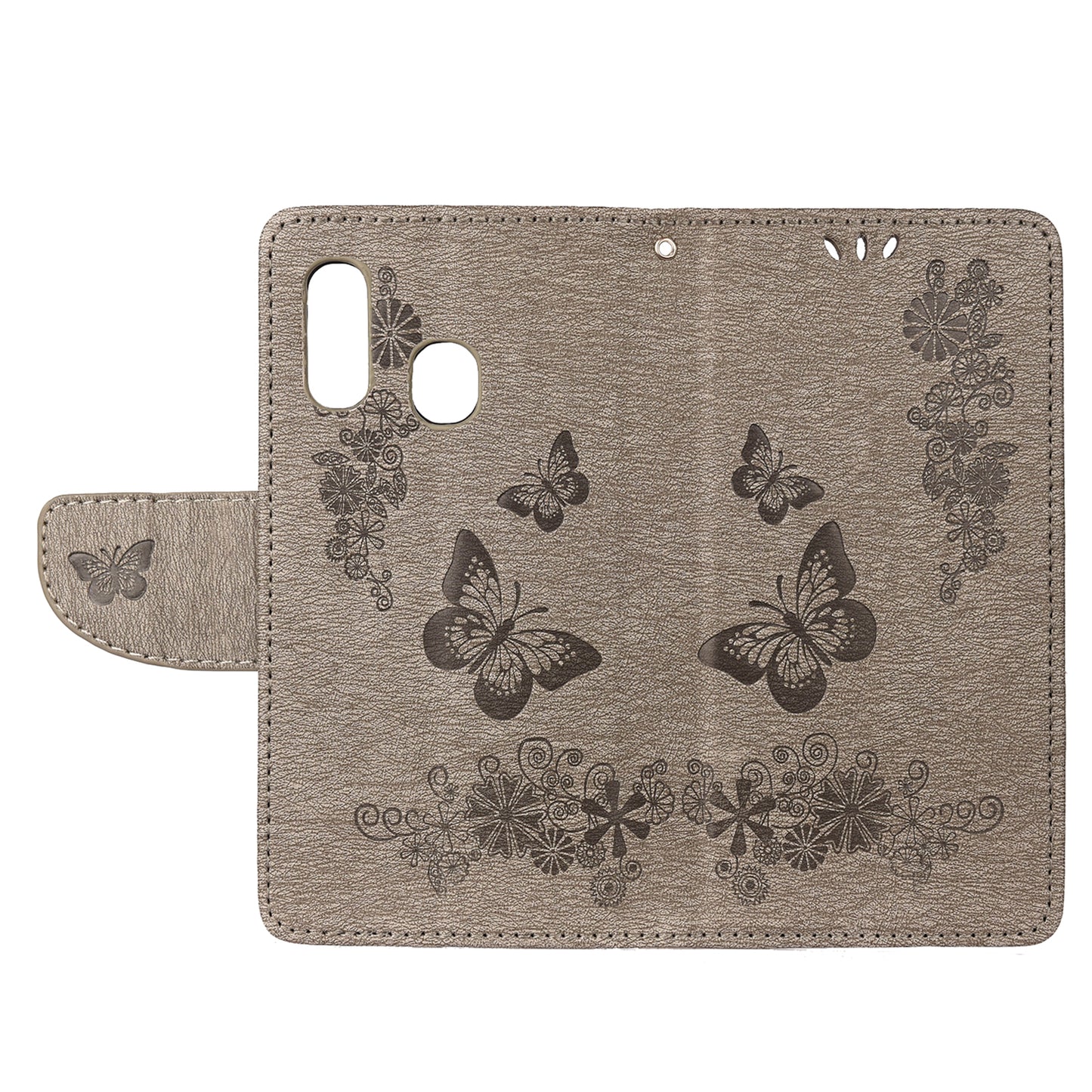Imprint Butterfly Flower Leather Wallet Cell Phone Case for Samsung Galaxy A40