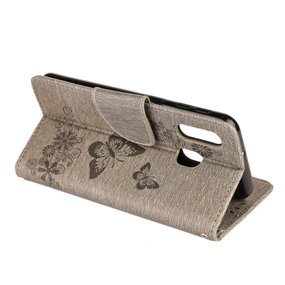Imprint Butterfly Flower Leather Wallet Cell Phone Case for Samsung Galaxy A40