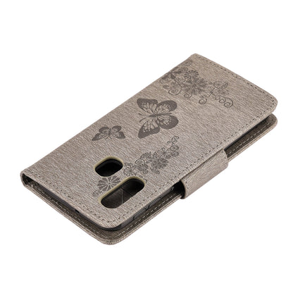 Imprint Butterfly Flower Leather Wallet Cell Phone Case for Samsung Galaxy A40